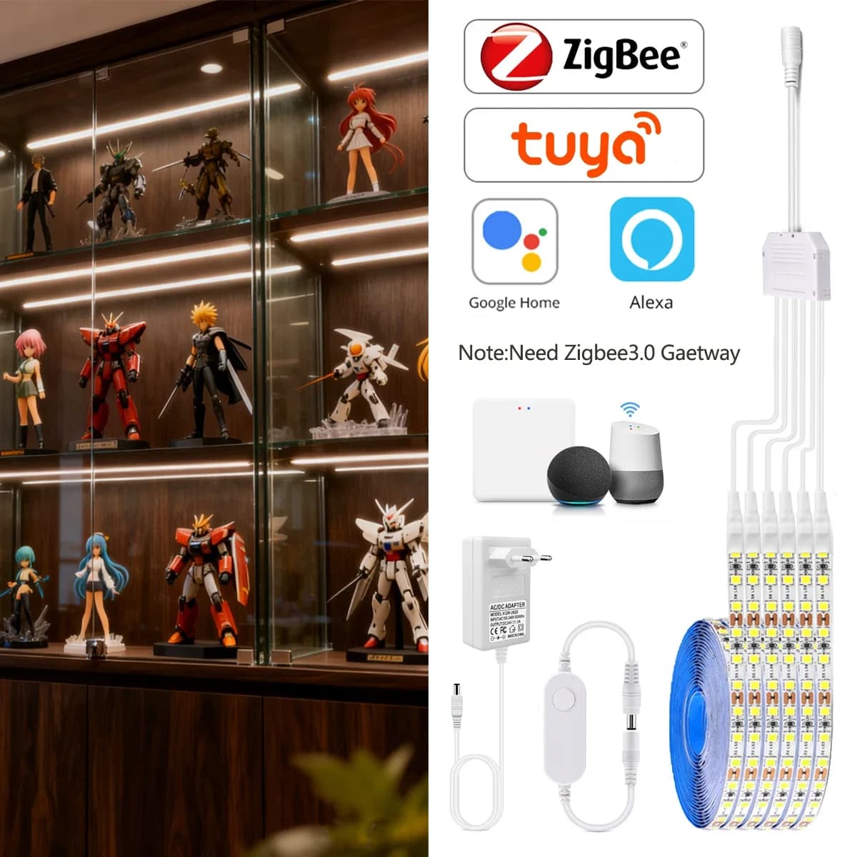 Luce LED per casa intelligente 1-6 pezzi Tuya Zigbee armadio dimmerabile illuminazione integrata 12V supporto Alexa Google Assistant Voice APP Contro