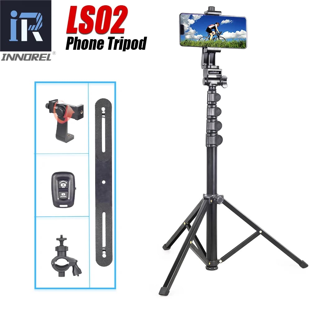 INNOREL LS02 Treppiede per telefono Selfie Stick per iPhone, Android, fotocamera, streaming/vlogging live, con telecomando wireless e supporto per telefono
