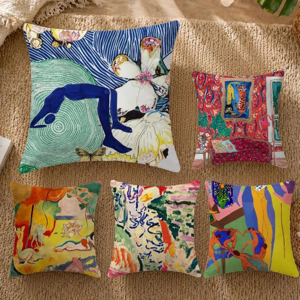 New HHHenri Matisseful Plush 4Pcs set Cushion Cover Cushion Cover Pillowcase Decorative Sofa Bed Home Decor 50x50 45x45 40x40