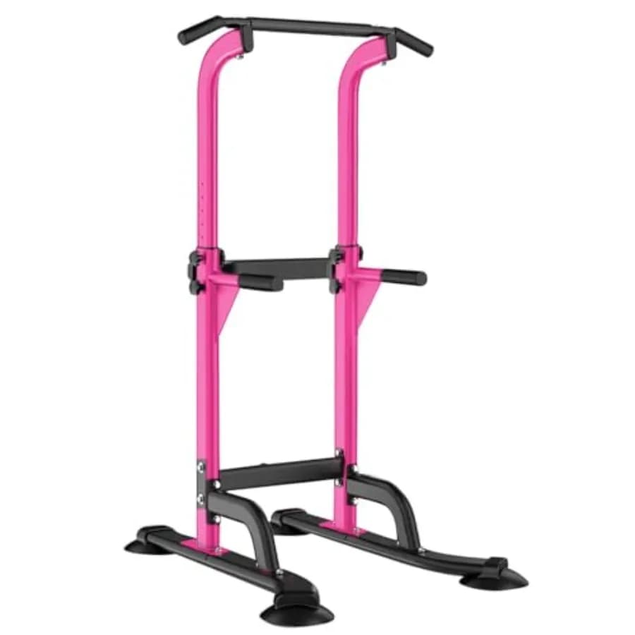 Adjustable Multifunction Tower in Height with Traction Bar and Dip Station, Self-supporting Fitness Station for Home Gym S