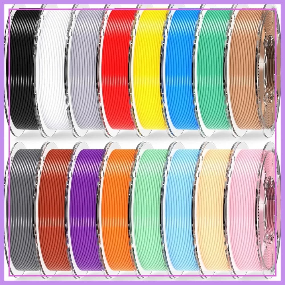 Set di Filamenti PLA+ per Stampante 3D, 16 Colori, Bobine da 200g, Diametro 1.75mm, Precisione Dimensionale +/-0.02mm