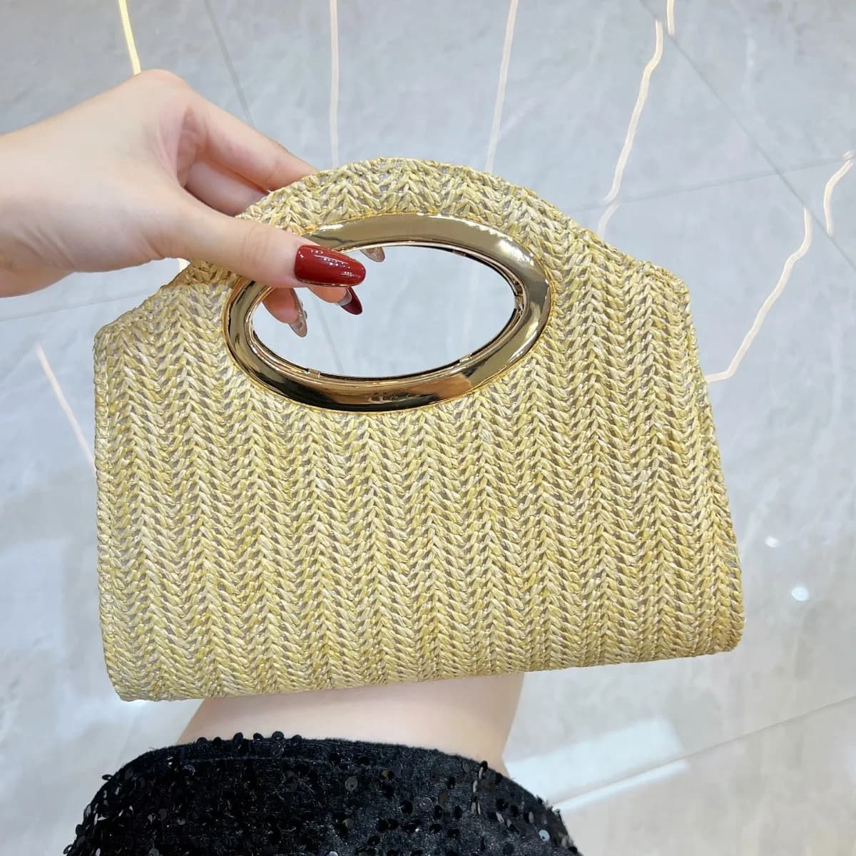 New fashion woven pattern clutch bag women's versatile women's handbag simple niche messenger bag handbag