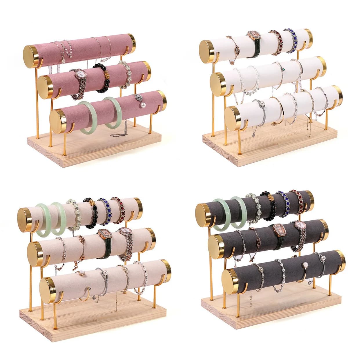 Espositore per Gioielli a 1/3 Livelli in Legno, Porta Bracciali e Orologi per Donna e Uomo, Scelta Ideale per Regali e Confezioni di Gioielli