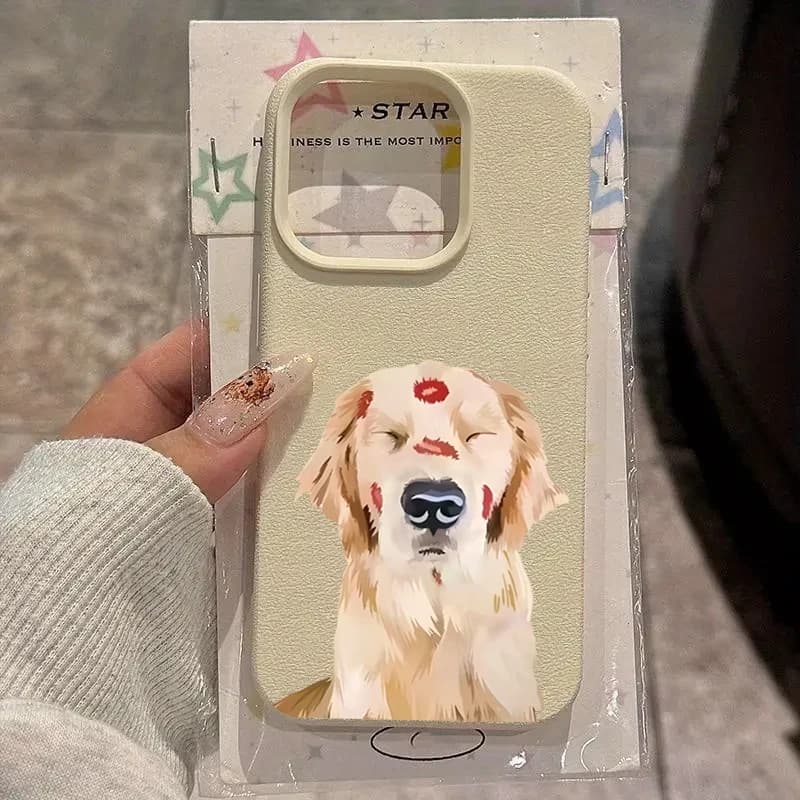 Custodia per telefono con stampa labbra rosse Golden Retriever carina per Samsung Galaxy A16 A15 A36 A55 A56 A35 5G S25 S24 S23 Ultra S22 Plus FE Cover