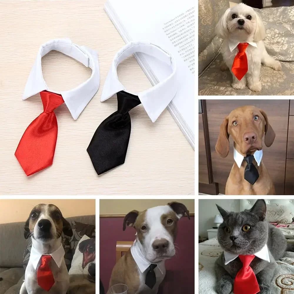 Cravatta formale per cani e gatti, smoking, papillon, collare nero e rosso per cani e gatti, accessori per animali domestici, per matrimoni, vacanze e regali per feste