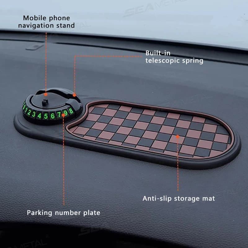 2‑in‑1 360° Rotatable Car Phone Holder, Universal Non‑Slip Adhesive Dashboard Mat Phone Mount for Vehicles