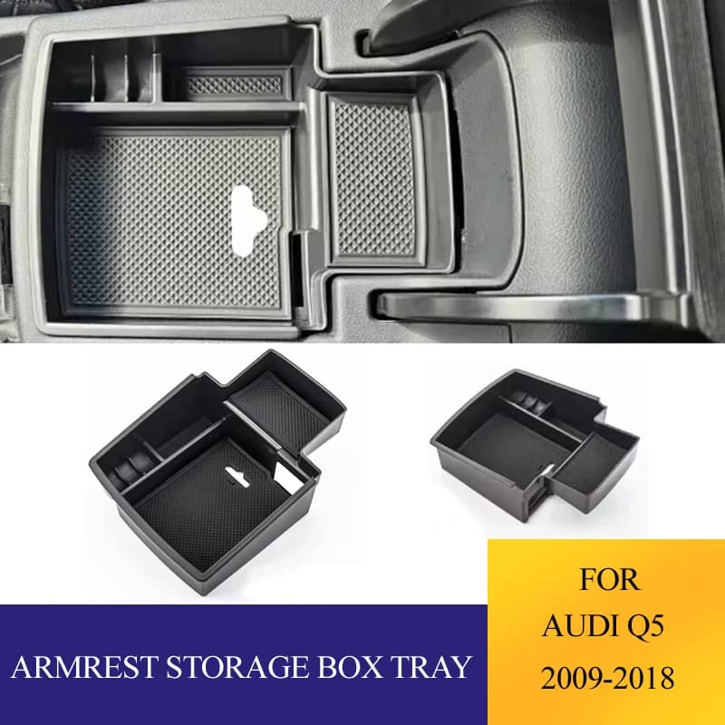 Scatola di immagazzinaggio del bracciolo dell'organizzatore dell'automobile per Audi Q5 2009-2017 Accessori della custodia del supporto del vassoio dei guanti della console centrale