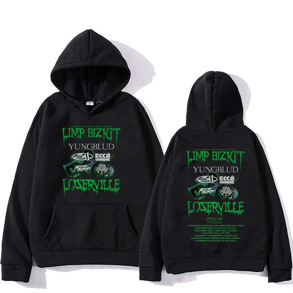 Limp Bizkit Loserville Tour Felpe con cappuccio Rock Band Limp Bizkit Graphic Weashirts Uomo Donna Hip Hop Casual Pullover unisex oversize