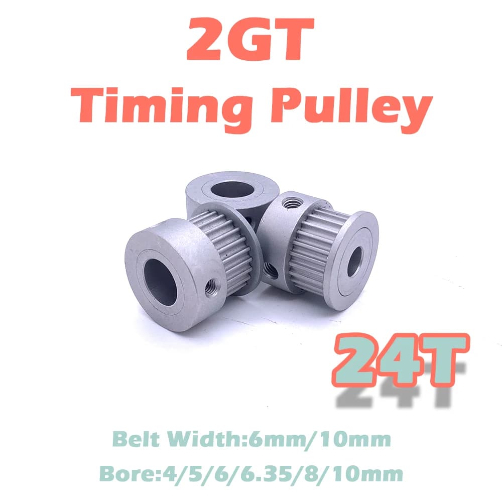 24T 2GT Cinghia ruota sincrona Larghezza 6 10mm 24 denti Alluminio GT2 Puleggia dentata Foro 4 5 6 6.35 8 10mm 24 denti Parte stampante 3D
