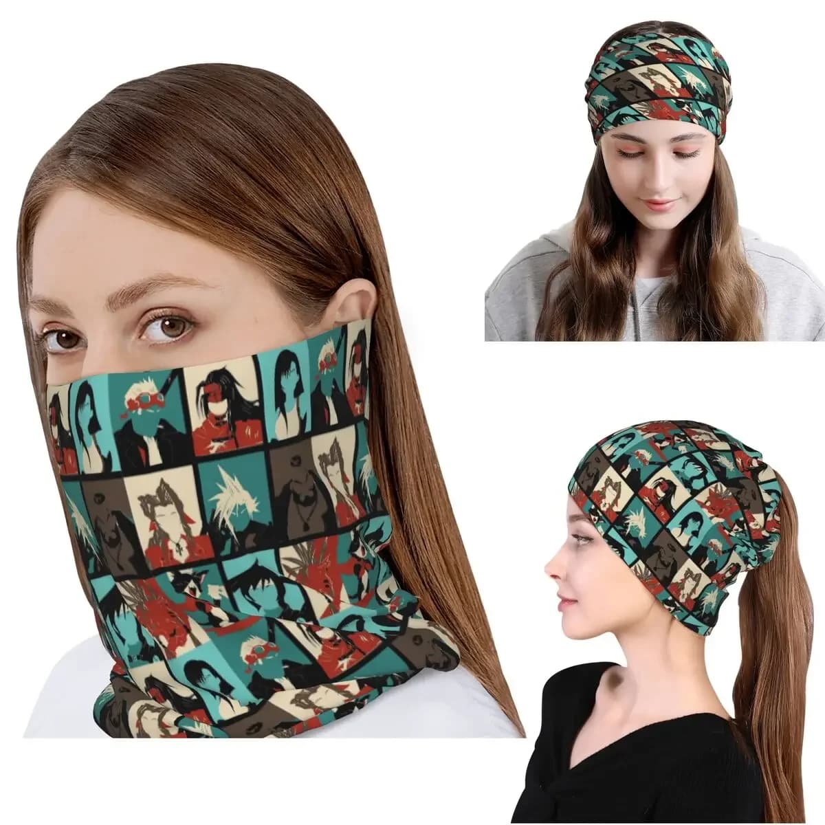 Fantasy Final Seven Bandana Neck Cover Wrap Scarf Multifunction Headwear Beanies Hat for Men Women Adult Winter