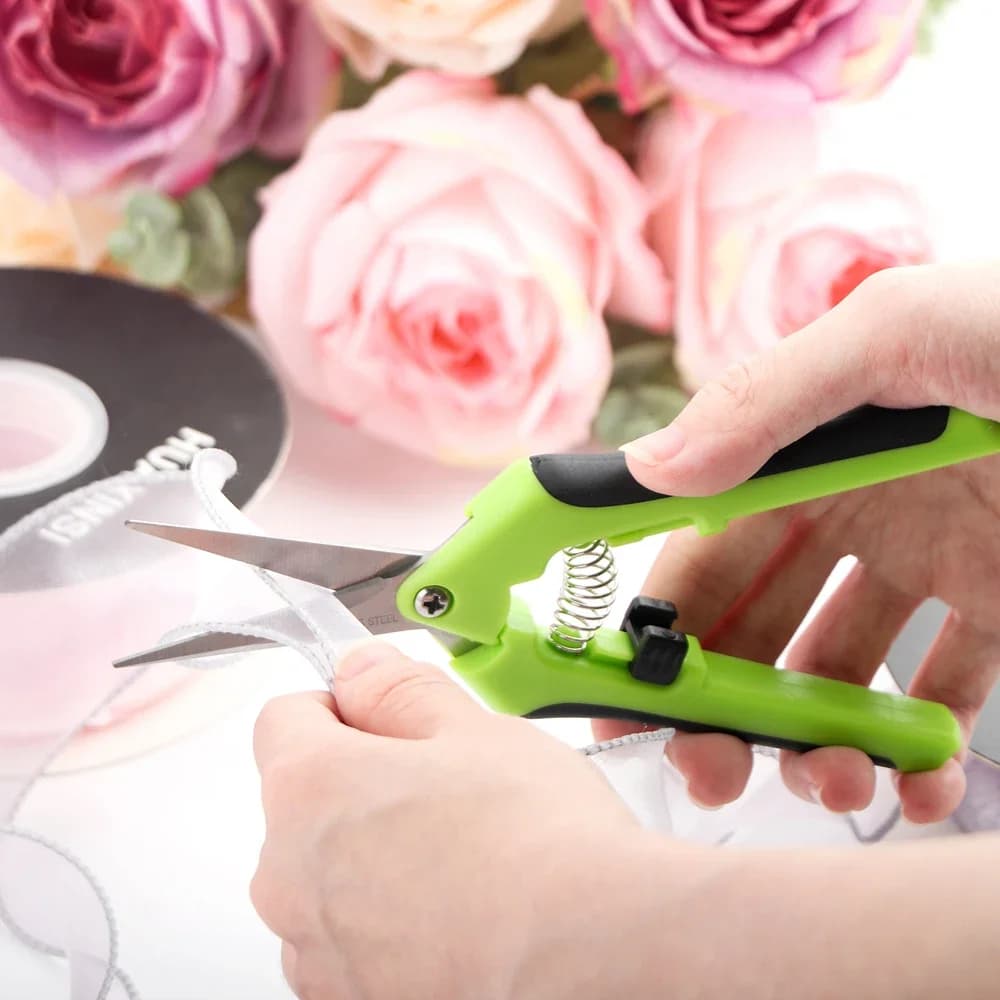 Ergonomic Spring-Action Scissors Spring-Loaded Craft Shears with Stainless Steel Blades Gardening Scissors Hand Pruner Pruning S