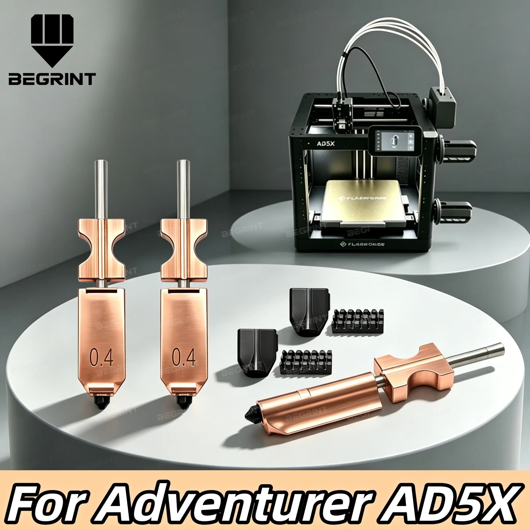 For Flashforge Adventurer AD5X Detachable Hardened Steel High Flow Nozzle with Silicone Sock Cleaning Brush Replacement Parts