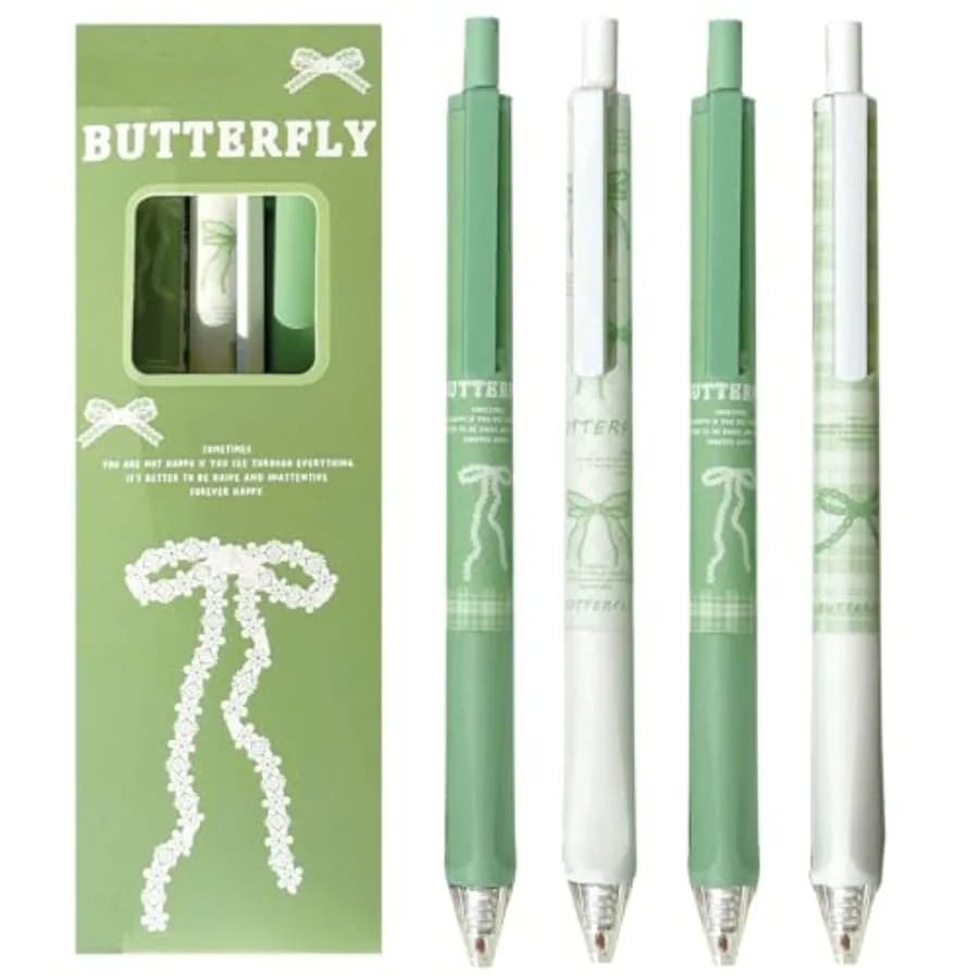 4 Pcs Cute Retractable Pens Bowknot Gel Pens 0.5mm Fine Point Black Ink Smooth Writing Pen Office School Supplies Cartoon Kawai