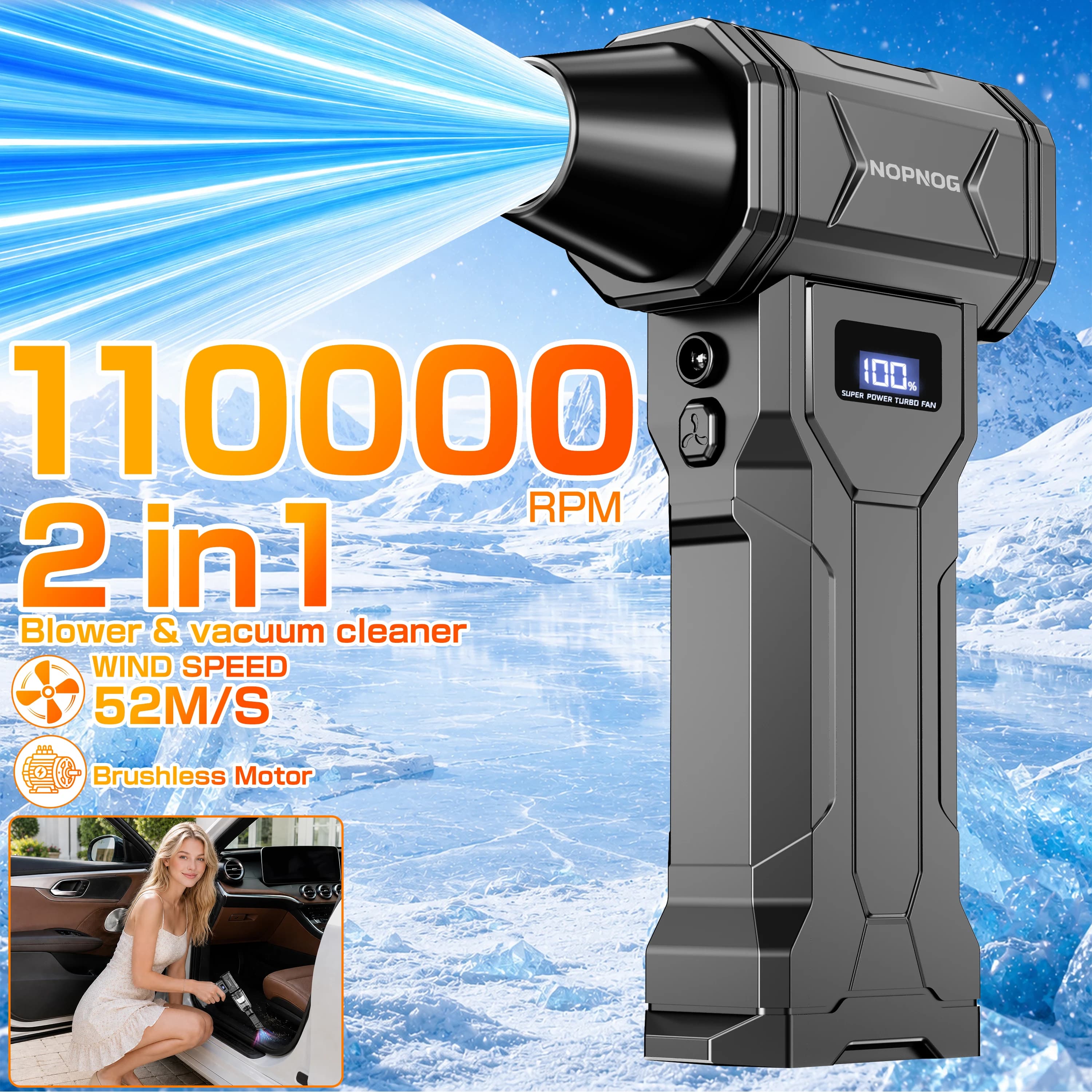 Blower Car Vacuum Cleaner Auto Dust Collector Violent Jet Fan Cleaning Blowing Tools Turbo Fan Blow And Suction 2 in 1 Portable