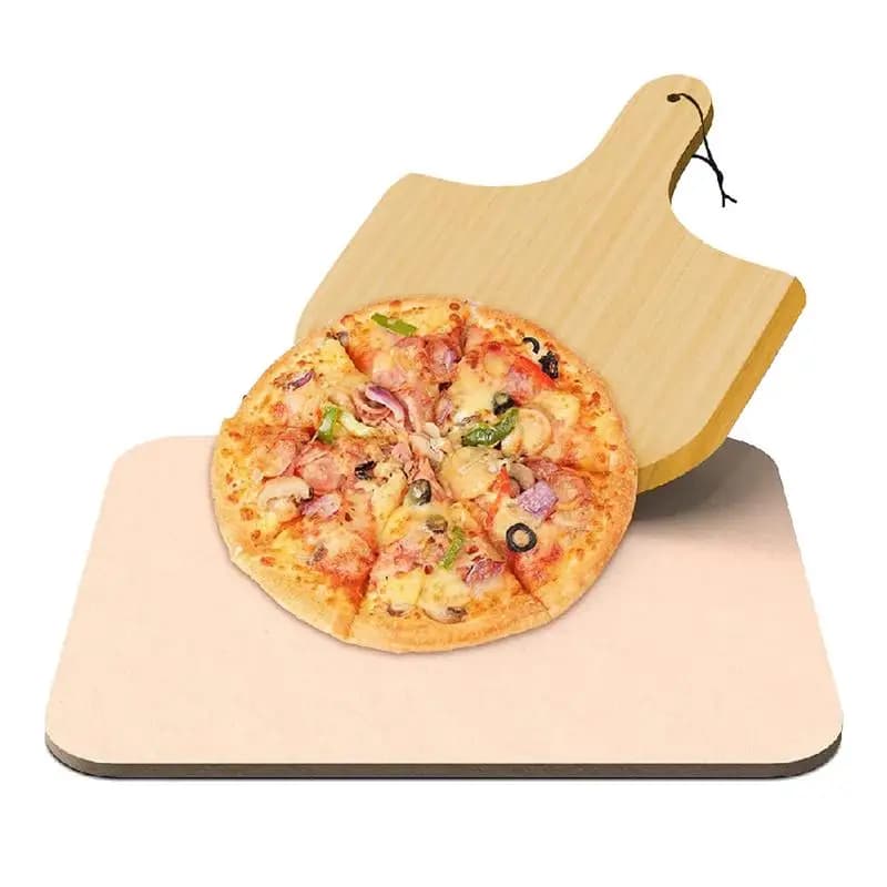 Pietra da forno per pane pietra da cucina quadrata pietra per Pizza con paletta in Cordierite resistente al calore per cottura al forno Pizza