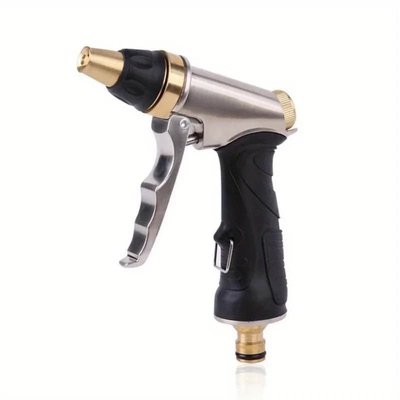 Garden Pipe Clamp Brass Irrigation Gun High Pressure Cleaning Tool for Wire House, Water Sprinkler, Chrome Car Water Gun Head
