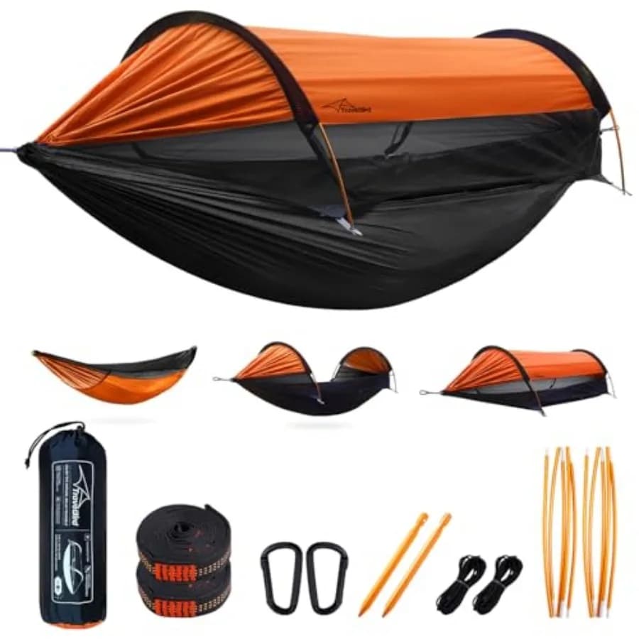 Amaca da campeggio con zanzariera e tenda parasole, extra large per 2 persone, amache leggere con cinghie per alberi, bivacco