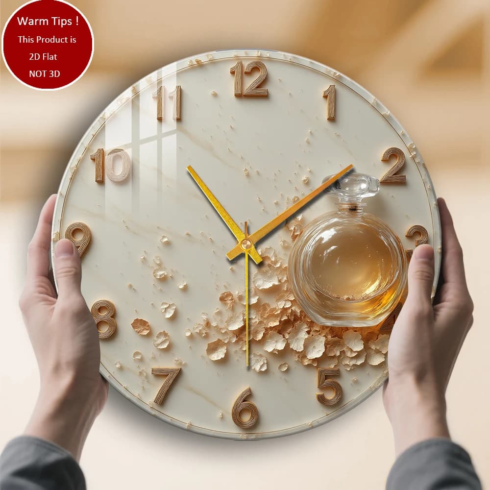 Orologio da parete in vetro temperato, numeri di petali di bottiglia, adatto per decorazioni murali o display da tavolo ovunque