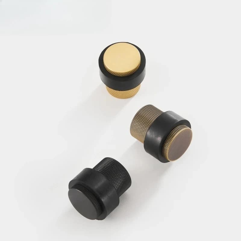 Dooroom Knurled Brass Rubber Door Stops Bathroom Door Stopper Heavy Duty Floor Mount Bumper Non-magnetic Door Holder Catch