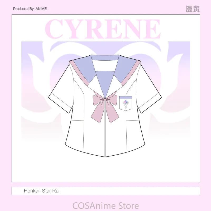 Honkai：Star Rail Cyrene Game Cosplay Clothes Sailor Uniform JK Short Skirt Short Sleeve Shirt T-shirt Fashion Women Suit Summer