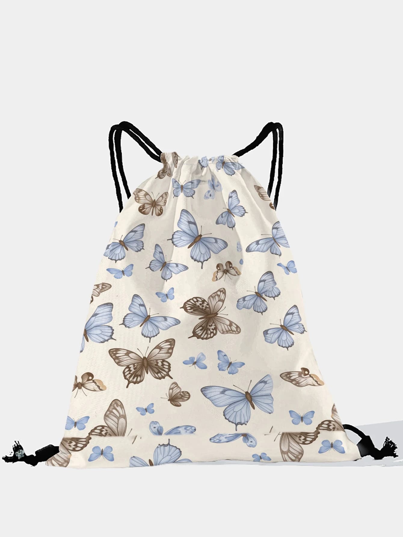 Zaino con coulisse con stampa di farfalle ad acquerello, borsa sportiva leggera per palestra, yoga, viaggi, scuola, shopping e uso quotidiano
