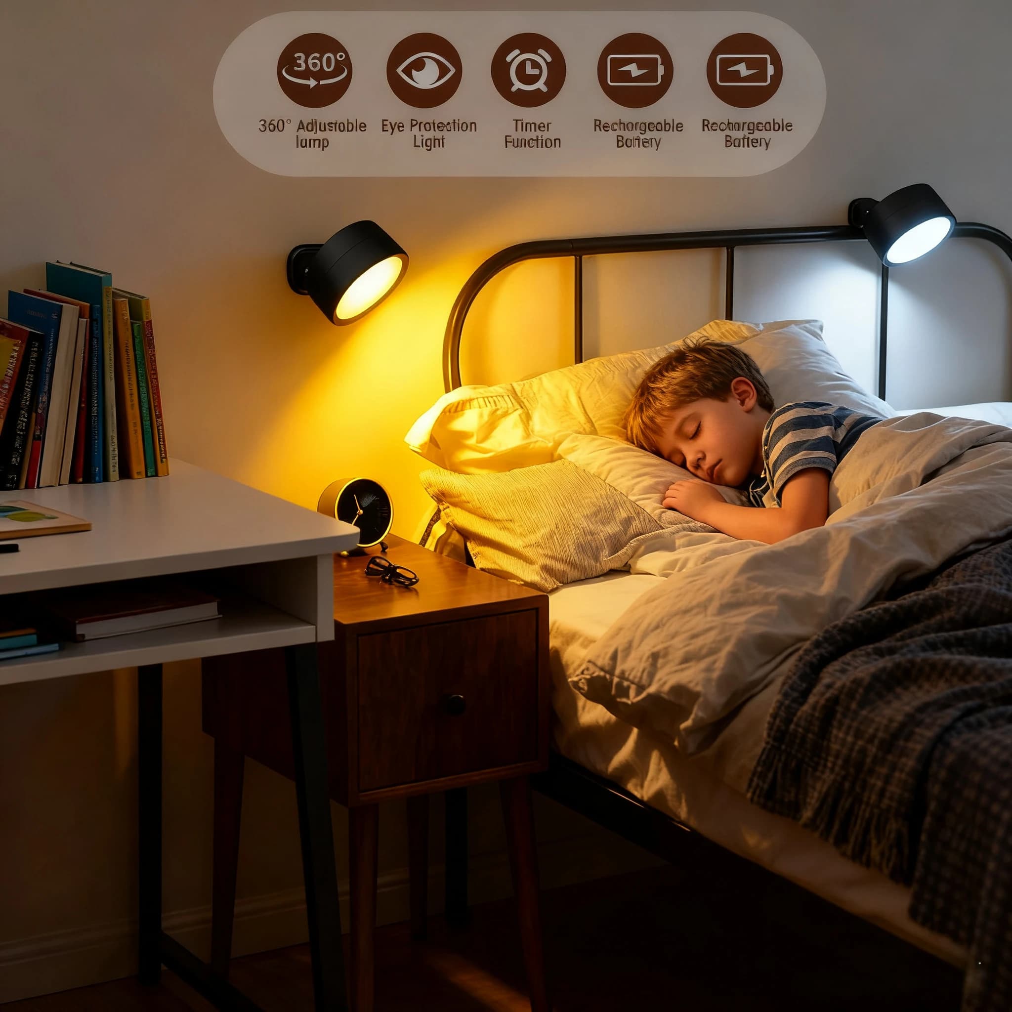 1/2PCS Magnetic Portable Wall LampTouch Remote Adjustment Rechargeable Bedside Table without wiring LED reading lamp for bedroom