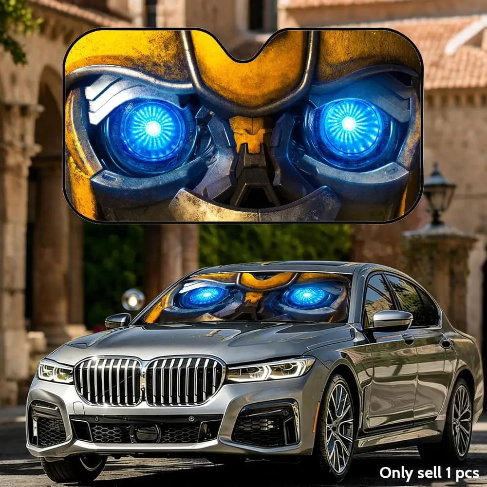 Parasole per Parabrezza Cool Autobot Eyes in Foglio di Alluminio con Protezione UV Riflettente e Isolamento Termico, Pieghevole e Universale