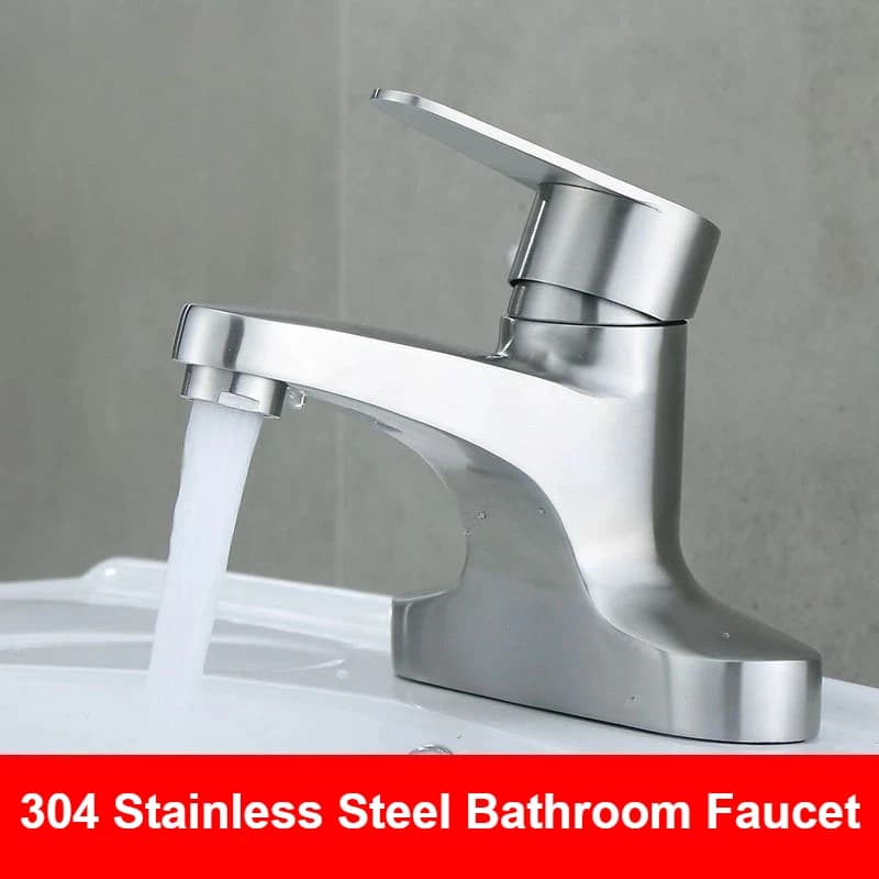 Rubinetto per lavabo in acciaio inossidabile 304 spazzolato Rubinetto per lavabo Rubinetto per cucina monocomando Miscelatore per lavabo acqua calda e fredda