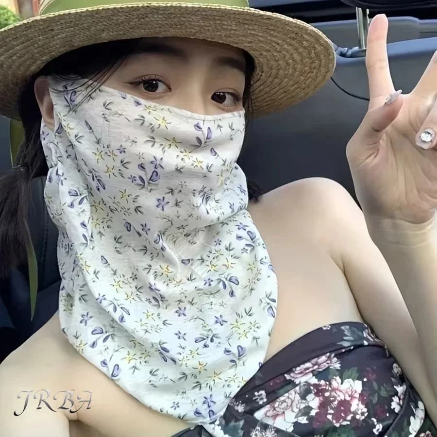 1Pc summer new full face sunscreen mask outdoor mask ear hook style