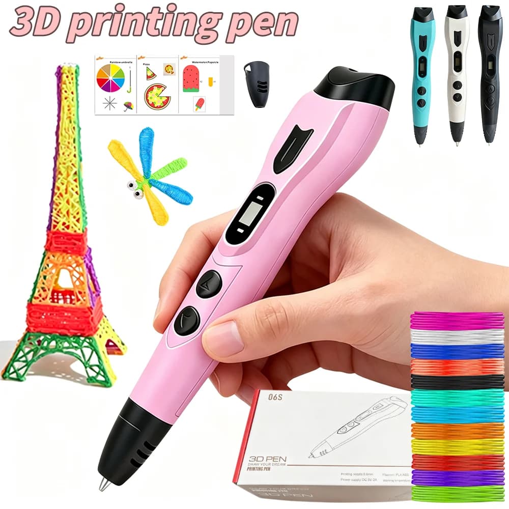 Upgraded 3D Printing Pen With 50M 200M PLA Filaments Drawing Printing Pens For Kids Chidren Birthday Christmas New Year DIY Gift