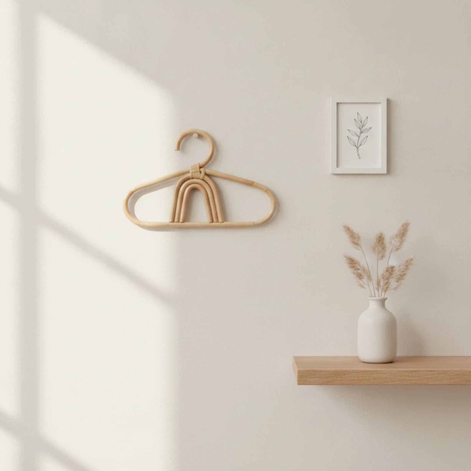 Rattan Clothes Hanger Handmade Rattan Hanger Rustic Decorative for Baby, Nursery, Closet