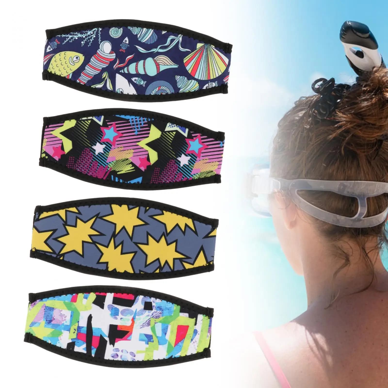 Copri cinghia per maschera subacquea in neoprene Cinghia avvolgente per immersione Maschera per immersione morbida Cinghia per schiaffo per immersioni subacquee Sport acquatici Snorkeling Nuoto