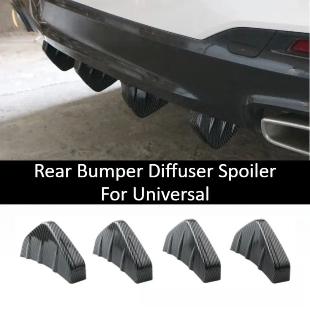 Rear Bumper Diffuser Spoiler For Universal Car Hydro Dipped Carbon Style Rear Lip Body Kit Protector Auto Tuning Accessories Kit