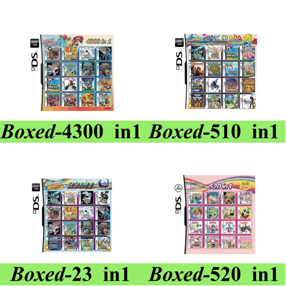 Cartuccia di Gioco Multi-Gioco 4300in1 23in1 208in1 480in1 Compilazione USA Vers per Console Portatile DS NDS 3DS 3DS NDSL