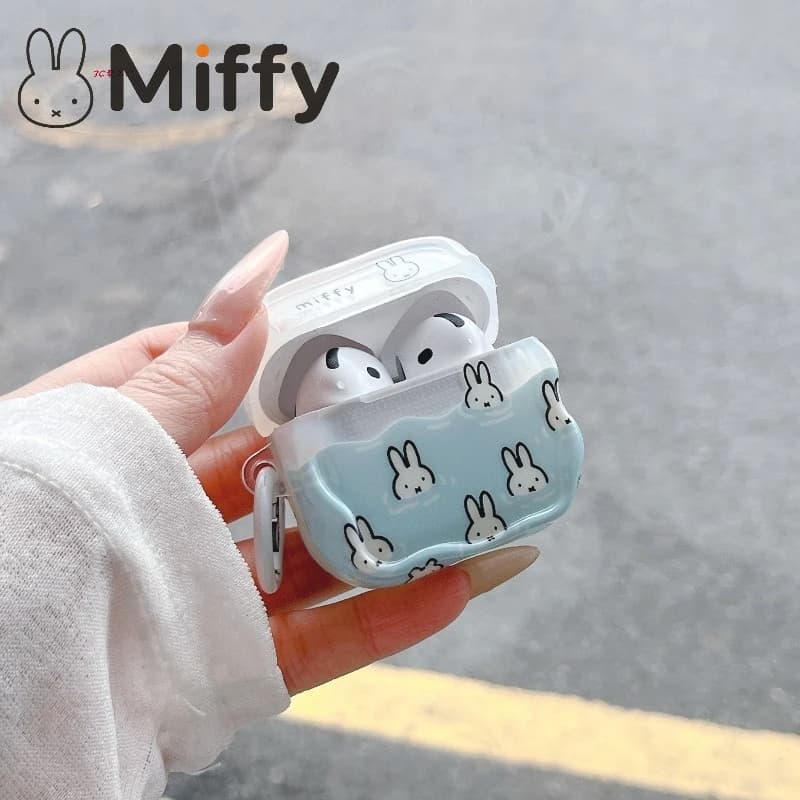 Kawaii Miffy Protective Earbuds Cover for AirPods 4 2 1 Pro 3 2 Shockproof Wireless Bluetooth Earphone Case Rabbit Design Shell
