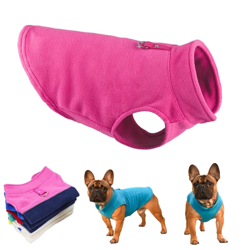 Giacca Invernale Calda per Cani con Anello a D, Abbigliamento in Morbido Pile per Bulldog Francese, Yorkie, Chihuahua, Cappotto per Cani Piccoli, Gilet per Cuccioli e Gatti
