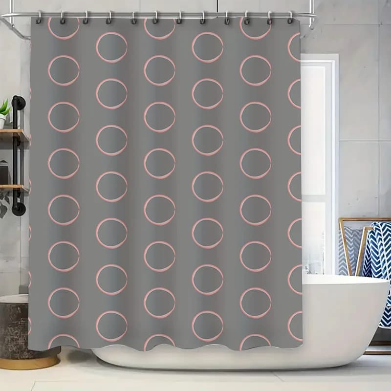 Tenda da doccia per vasca dal design moderno, in poliestere, impermeabile, per decorazioni per la casa, protezione per la privacy, per il bagno, motivo a cerchio di corallo