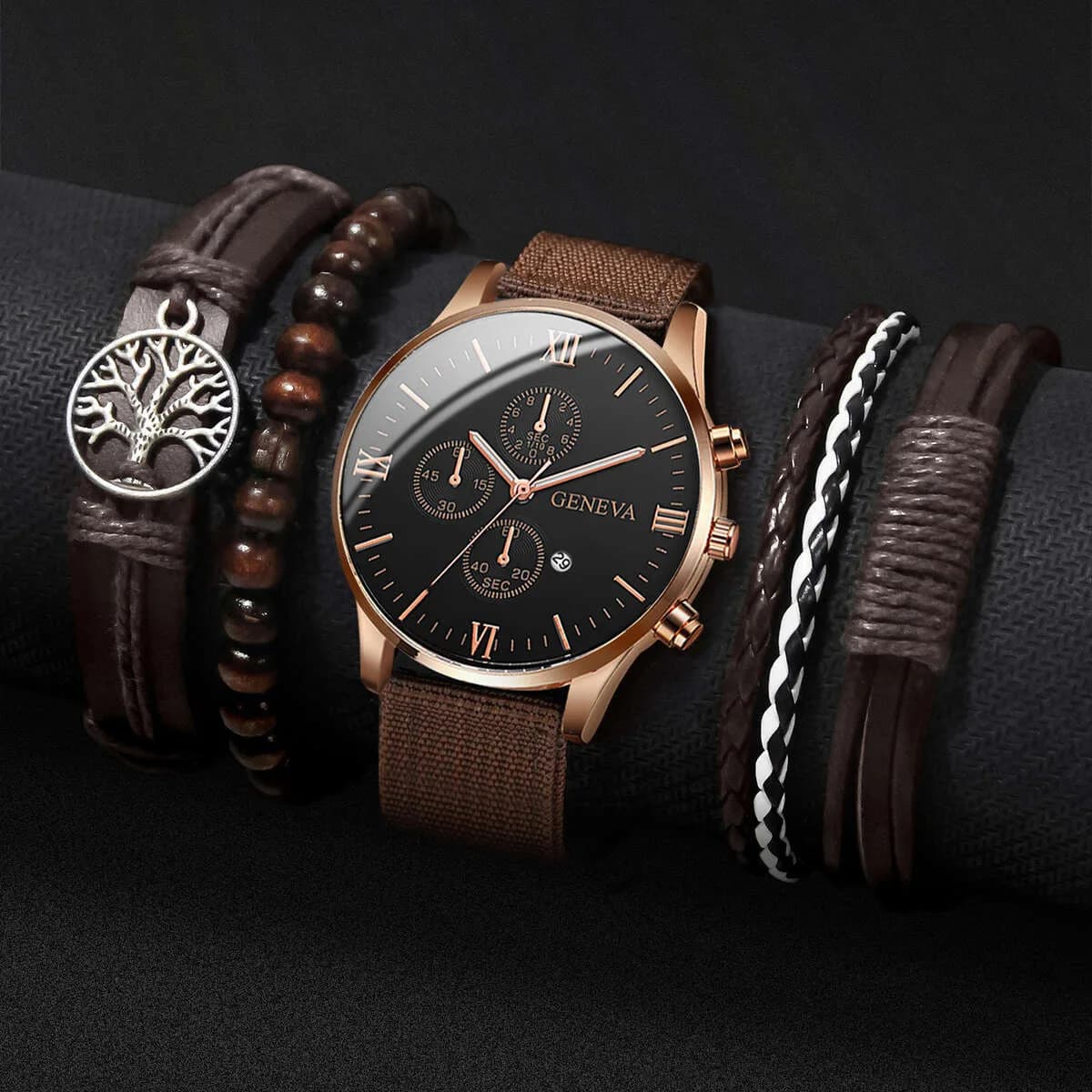 4/5 pieces men's fashion watches casual nylon leather strap men's quartz bracelets set Reloj Hombre (without box)