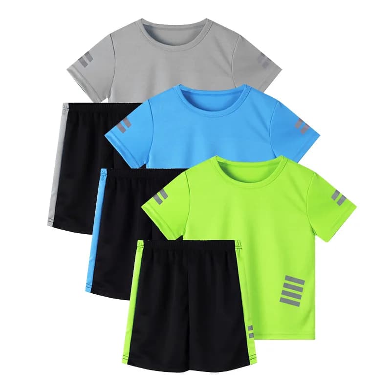 Abbigliamento Sportivo per Bambini da 5 a 12 Anni, Set Estivi per Calcio, Basket, Corsa, Tennis, Tuta da Ginnastica, Completo Sportivo