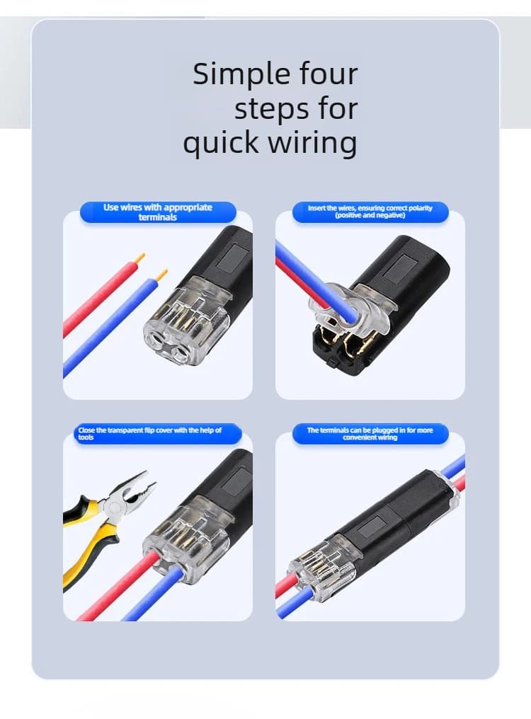 D2 2-Pin Nylon Insulated Pluggable Wire Terminal Connectors for Low-Voltage Cables