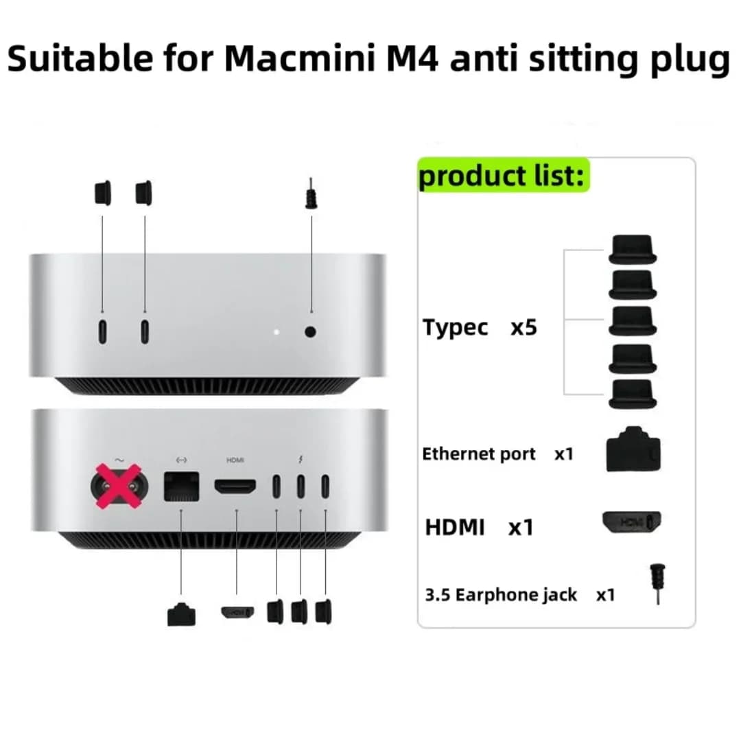 8Pcs/Pack Dust Plug Cover Kit for Mac mini M4/M4 pro, USB C Port Cover with for Mac mini M4 Accessories