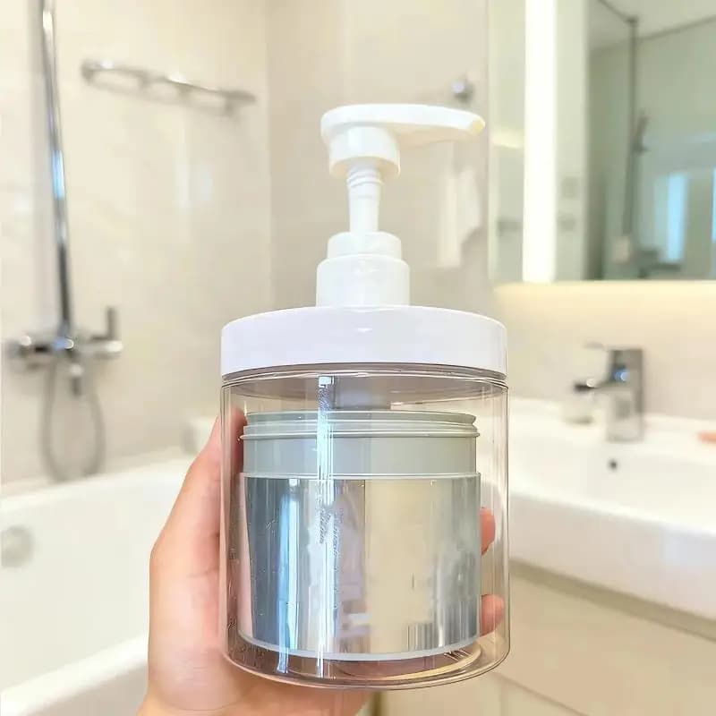 High Capacity Empty Hair Mask Dispenser Bottle Pressurized Leakproof Clear Container for Home Laundry Detergent Shower Gel Use
