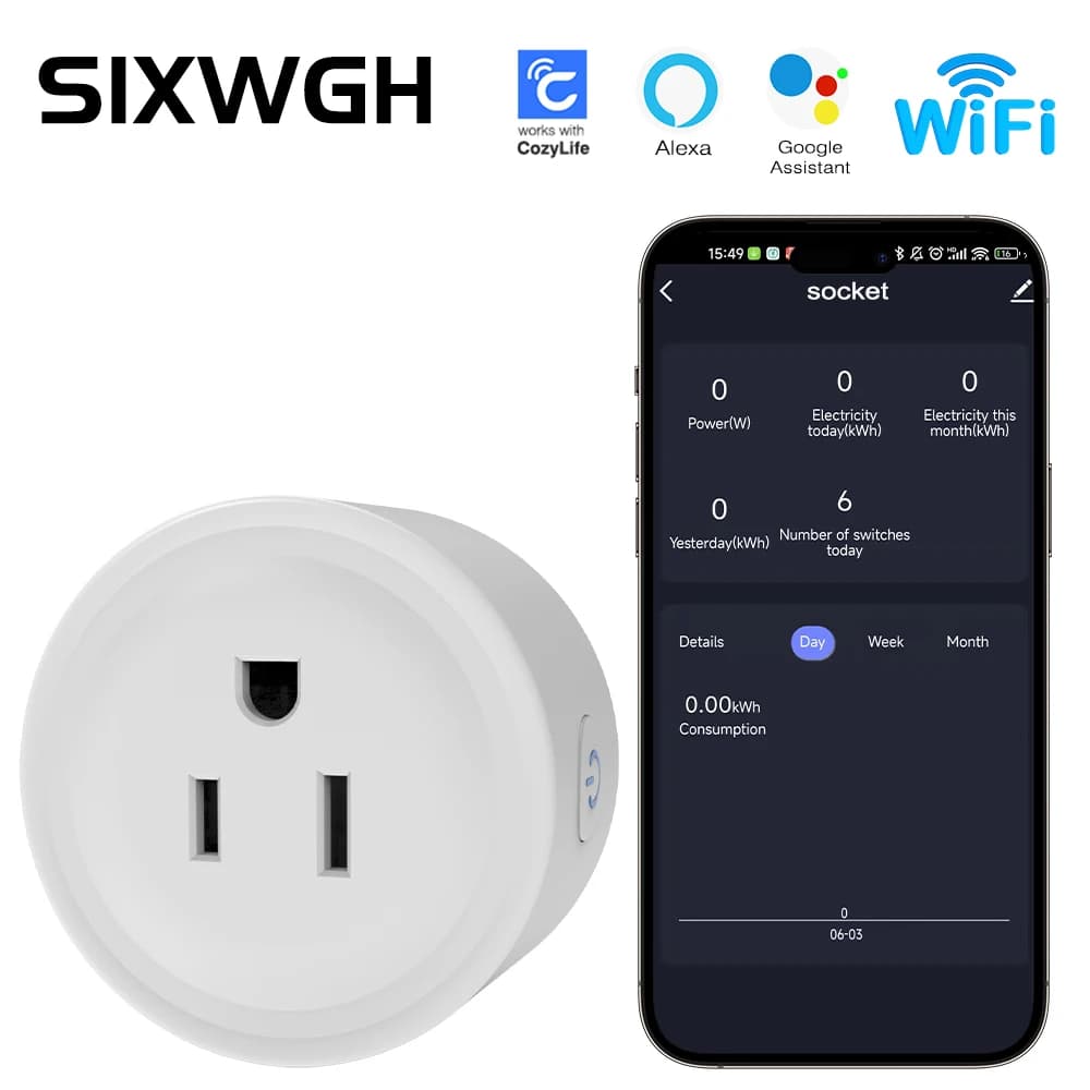 Presa Intelligente WiFi CozyLife con Monitoraggio Consumi, Controllo Remoto tramite App Smart Life, Compatibile con Alexa e Google Home, Interruttore con Timer