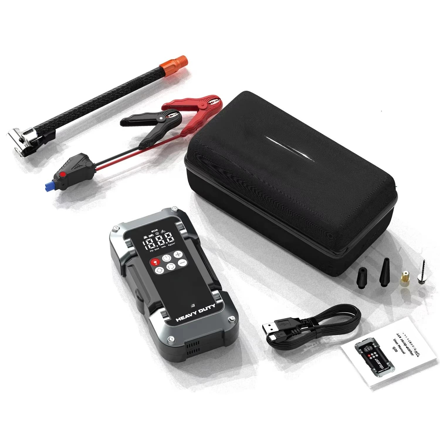 Avviatore di emergenza per camion pesanti Q20, 26.000 mAh, alimentatore via cavo intelligente LCD per apparecchiature
