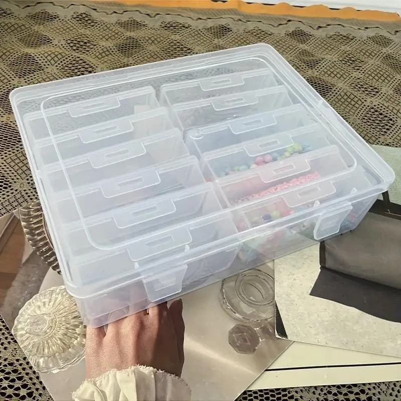 1 Set Adjustable Transparent Rectangular Bead Storage Box With Dividers 4 6 8 12 Grids Crafts Jewelry Making Accessories Organiz