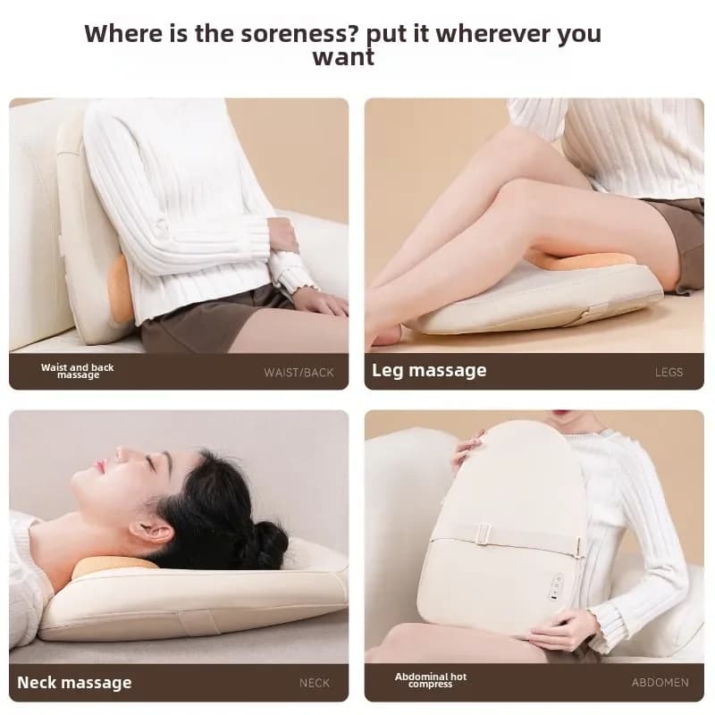 Must Enter Massage Pillow Neck Waist Cushion Cervical Spine Massager Hot Compress Electric Multifunctional Full Body Massager