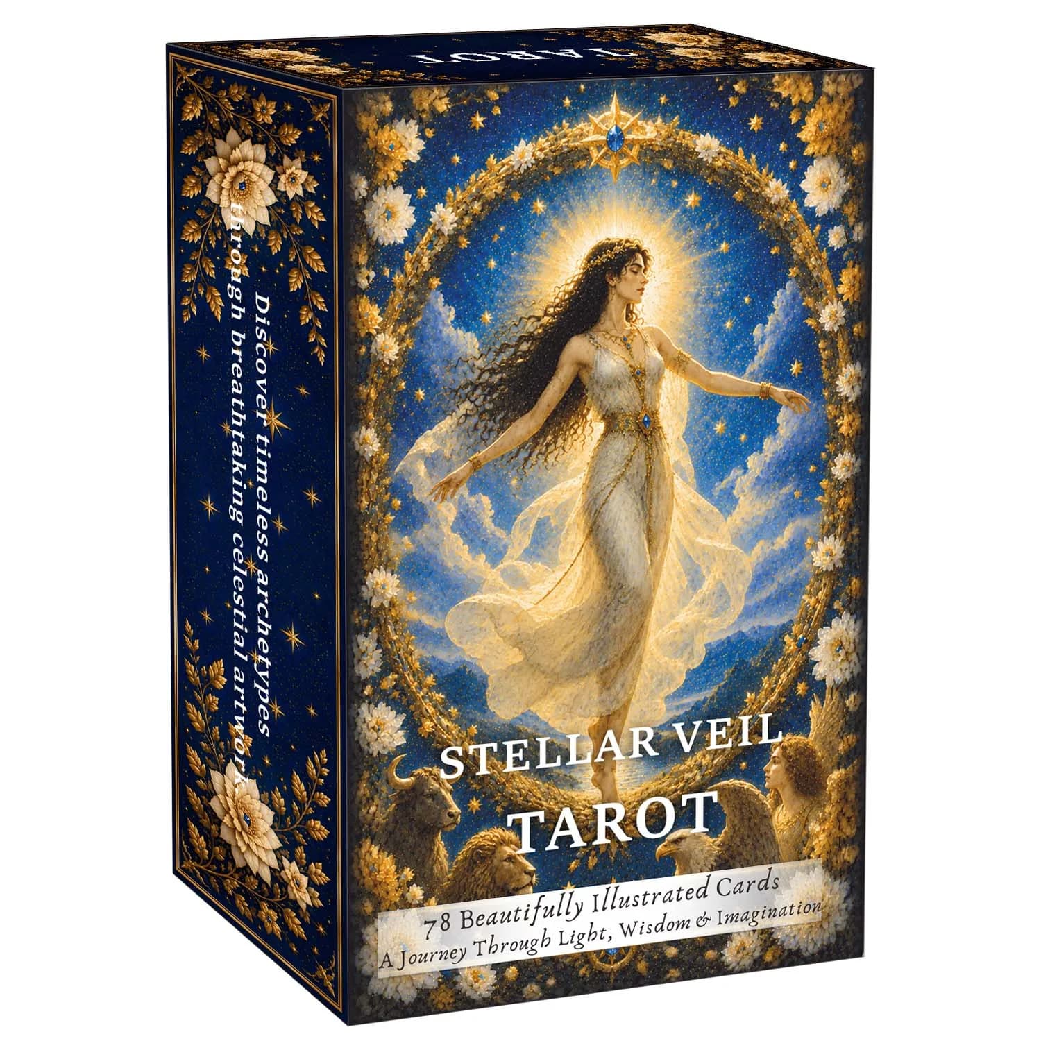 78 Tarot Cards, 13x8 Cm, Stellar Veil Tarot Deck, Paper Manual, Symbolic Designs, Unique Tarot Experience, Card Game