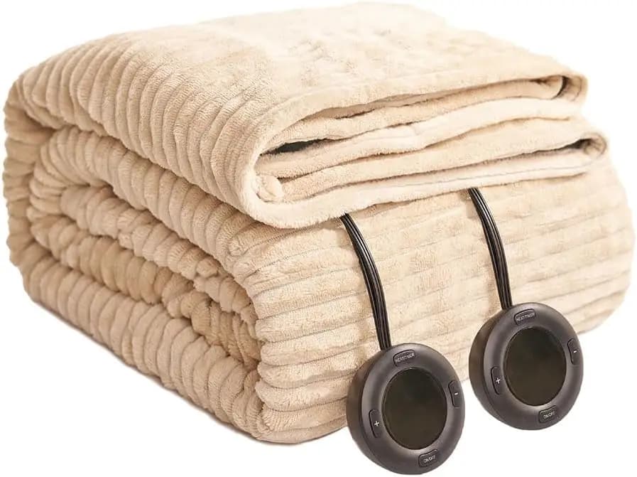 Coperta Riscaldante Queen Size 84x90 con Certificazione ETL, 6 Livelli di Riscaldamento e Timer di Spegnimento Automatico, Doppio Controllo in Beige