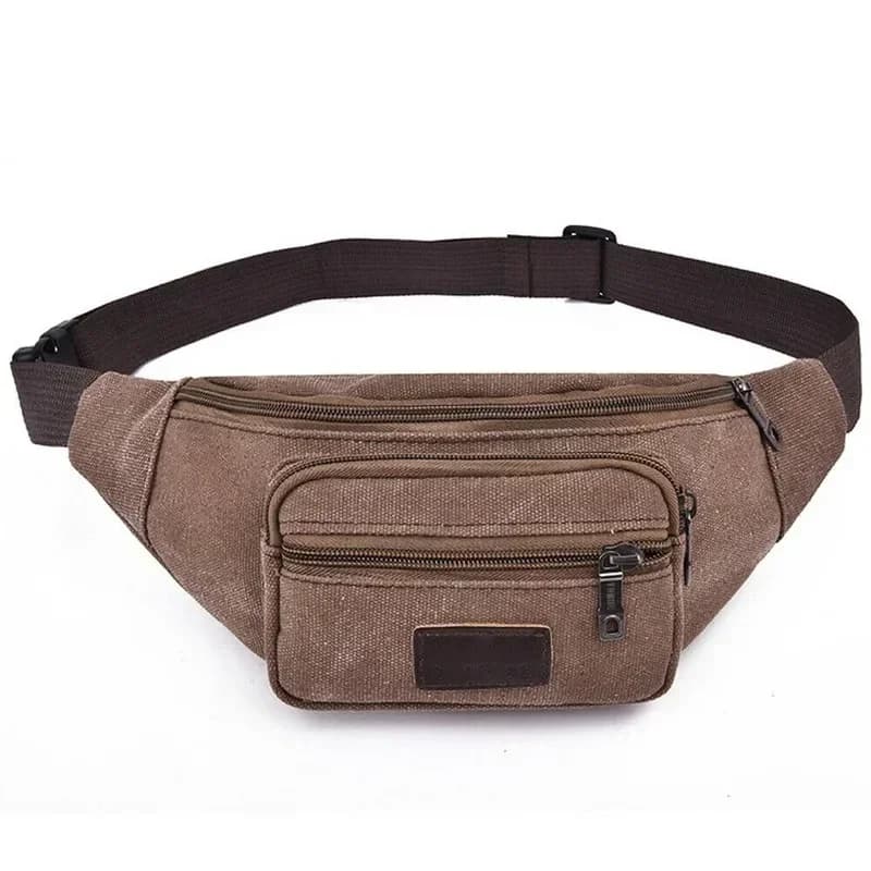 Uomini Casual Durevole Fanny Marsupio Maschile Cintura di Tela 2021 Nuovo Hip Bum Bag Pouch Tre Tasca con Cerniera Banano