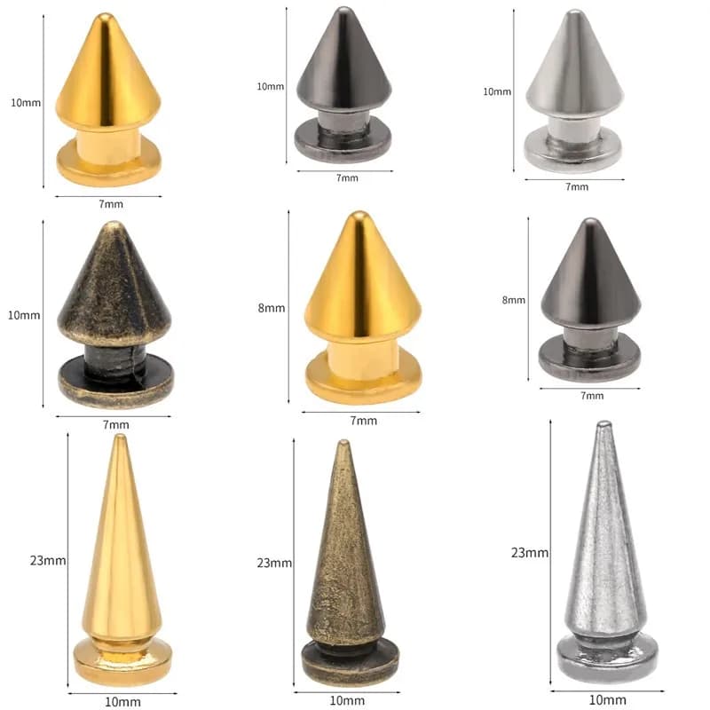 20 pz/set Argento Rivetti Cono Borchie Screwback Punta di Metallo FAI DA TE Fresco Punk Indumento Rotondo Nail Rivetto Decorazione Per I Vestiti Scarpe Borsa